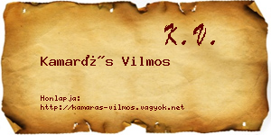 Kamarás Vilmos névjegykártya